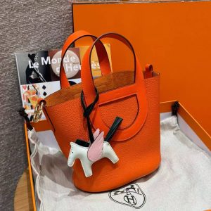 Hermes In the Loop 18 Bag Handmade In Taurillon Clemence Leather Gold Hardware 9J Feu - Image 11