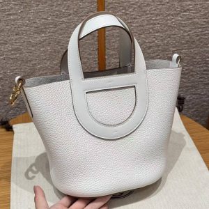 Hermes In the Loop 18 Bag Handmade In Taurillon Clemence Leather Gold Hardware M4 Girs Pale - Image 2