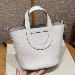 Hermes In the Loop 18 Bag Handmade In Taurillon Clemence Leather Gold Hardware M4 Girs Pale - Image 18