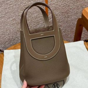 Hermes In the Loop 18 Bag Handmade In Taurillon Clemence Leather Gold Hardware ck18 Etoupe