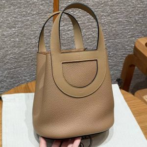 Hermes In the Loop 18 Bag Handmade In Taurillon Clemence Leather Silver Hardware 0M Chai - Image 17