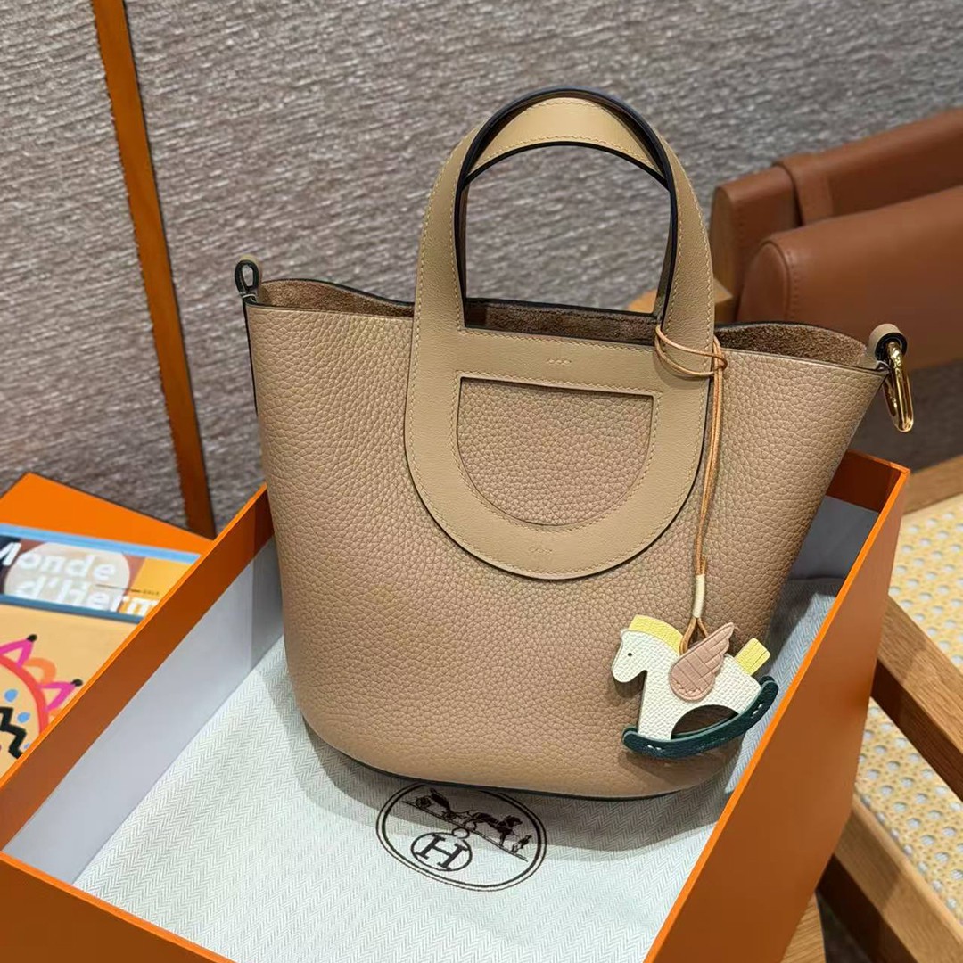 Hermes In the Loop 18 Bag Handmade In Taurillon Clemence Leather Silver Hardware 0M Chai - Image 10