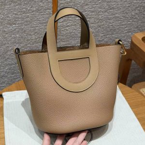 Hermes In the Loop 18 Bag Handmade In Taurillon Clemence Leather Silver Hardware 0M Chai - Image 9