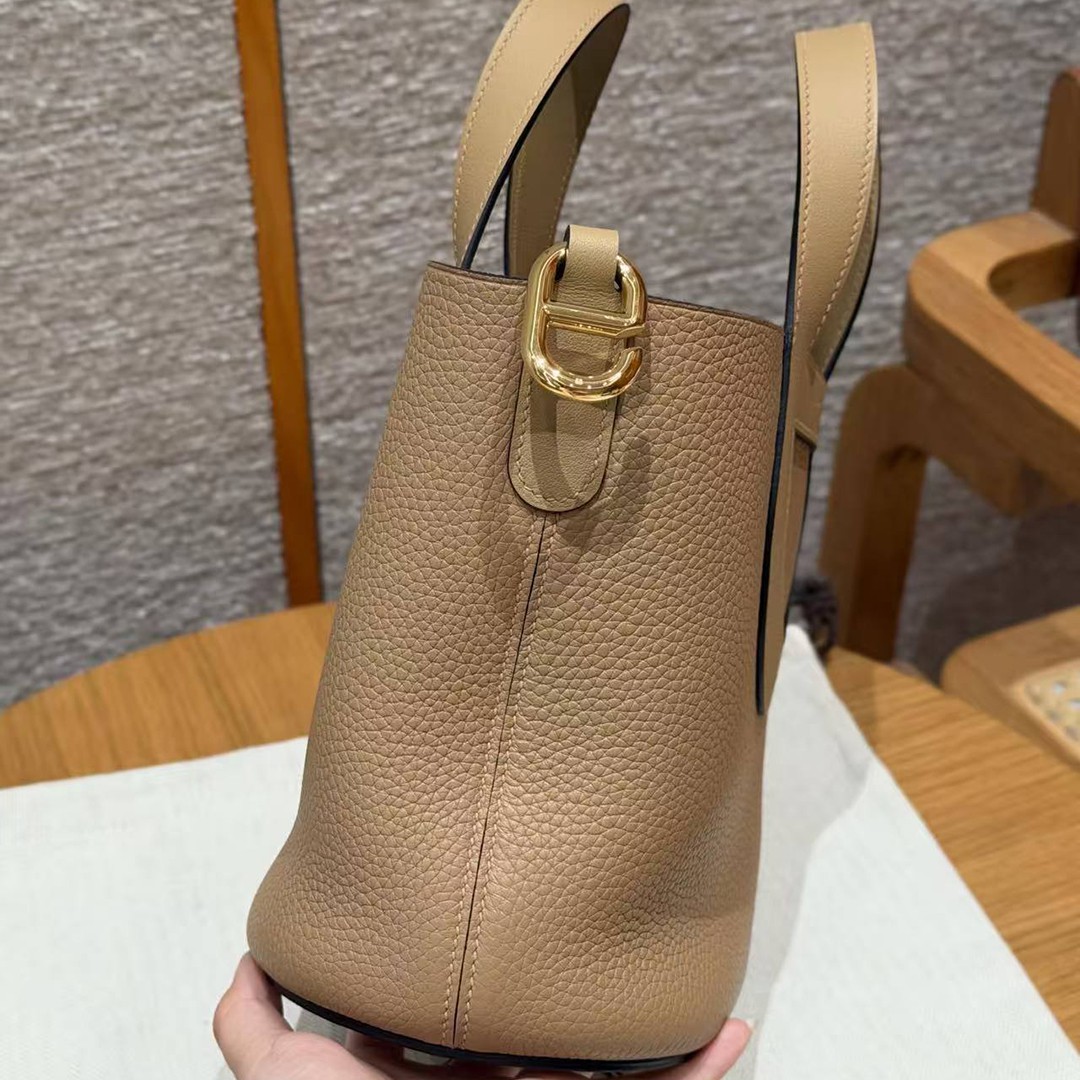 Hermes In the Loop 18 Bag Handmade In Taurillon Clemence Leather Silver Hardware 0M Chai - Image 7