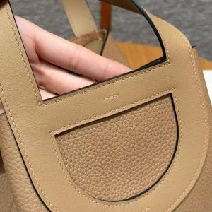 Hermes In the Loop 18 Bag Handmade In Taurillon Clemence Leather Silver Hardware 0M Chai - Image 4