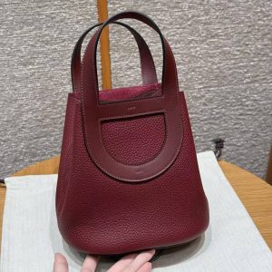Hermes In the Loop 18 Bag Handmade In Taurillon Clemence Leather Silver Hardware 55 Rouge H