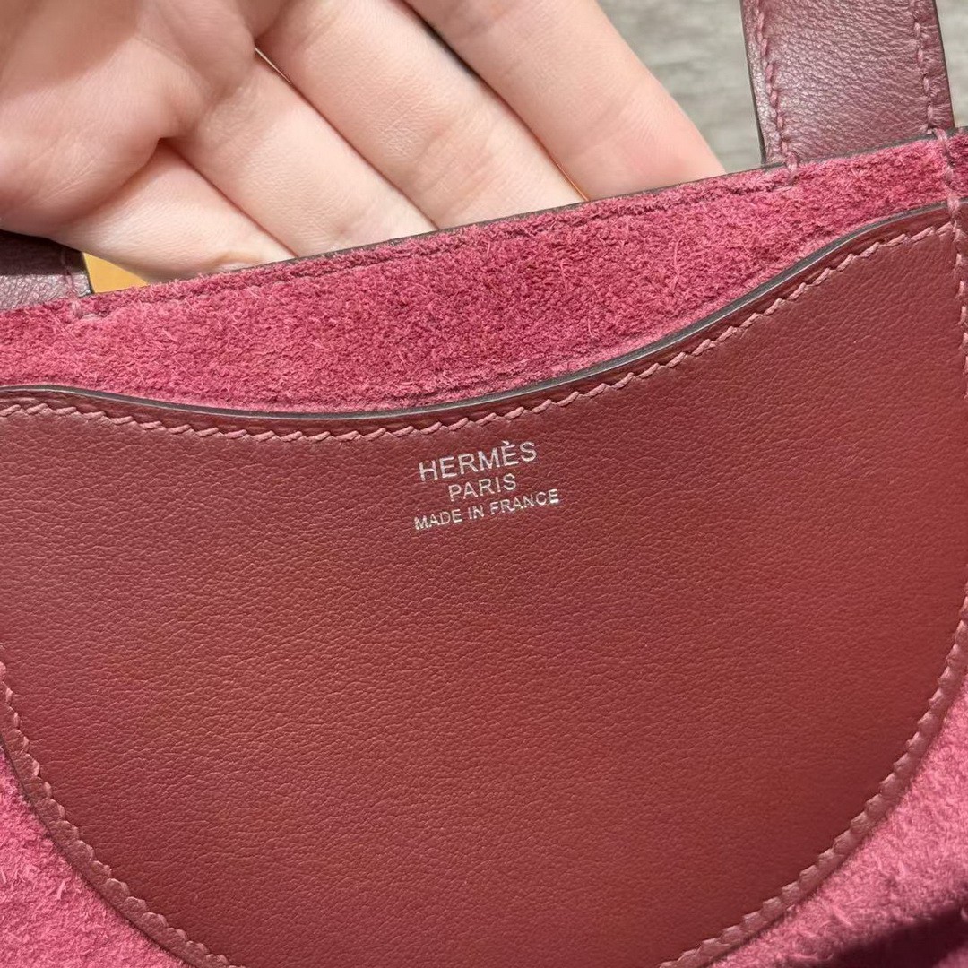 Hermes In the Loop 18 Bag Handmade In Taurillon Clemence Leather Silver Hardware 55 Rouge H - Image 11