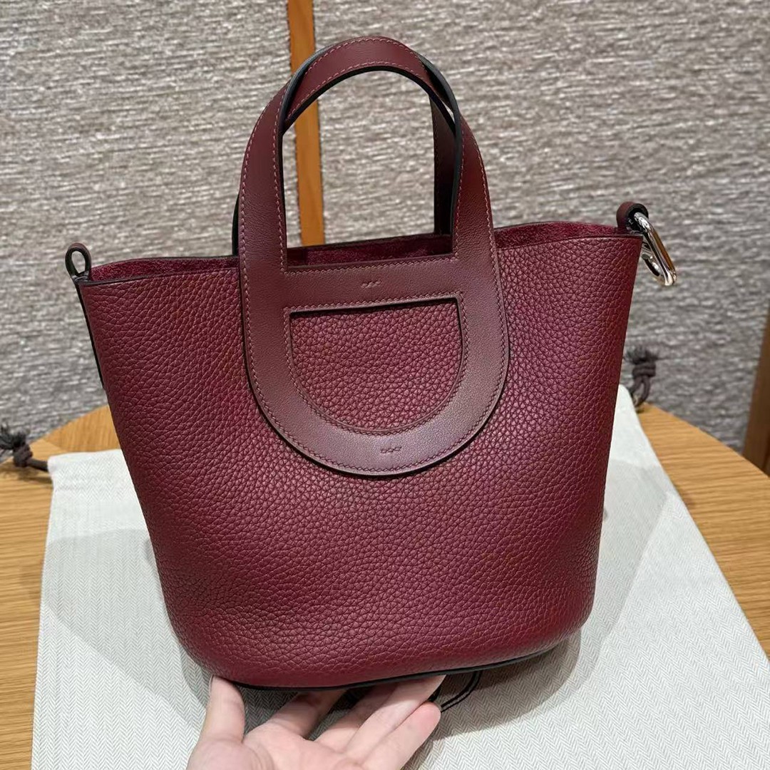 Hermes In the Loop 18 Bag Handmade In Taurillon Clemence Leather Silver Hardware 55 Rouge H - Image 8