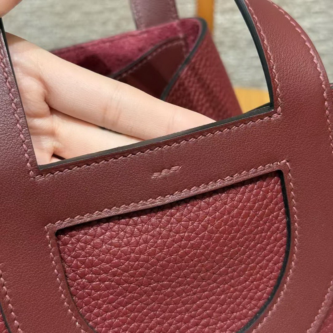 Hermes In the Loop 18 Bag Handmade In Taurillon Clemence Leather Silver Hardware 55 Rouge H - Image 6
