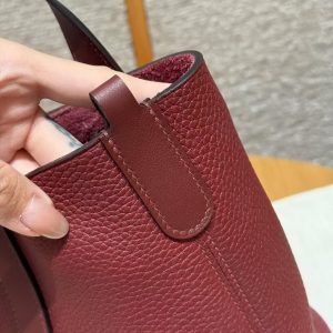 Hermes In the Loop 18 Bag Handmade In Taurillon Clemence Leather Silver Hardware 55 Rouge H - Image 4
