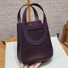Hermes In the Loop 18 Bag Handmade In Taurillon Clemence Leather Silver Hardware 59 Raisin