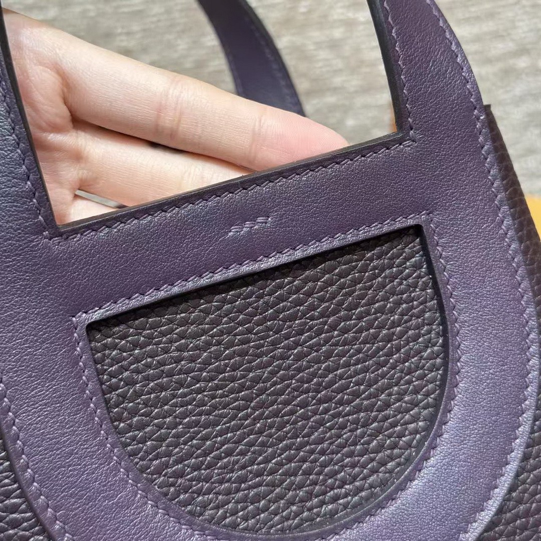 Hermes In the Loop 18 Bag Handmade In Taurillon Clemence Leather Silver Hardware 59 Raisin - Image 2