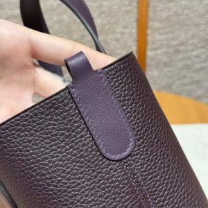 Hermes In the Loop 18 Bag Handmade In Taurillon Clemence Leather Silver Hardware 59 Raisin - Image 15