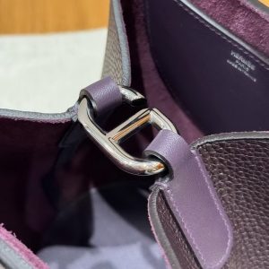 Hermes In the Loop 18 Bag Handmade In Taurillon Clemence Leather Silver Hardware 59 Raisin - Image 12