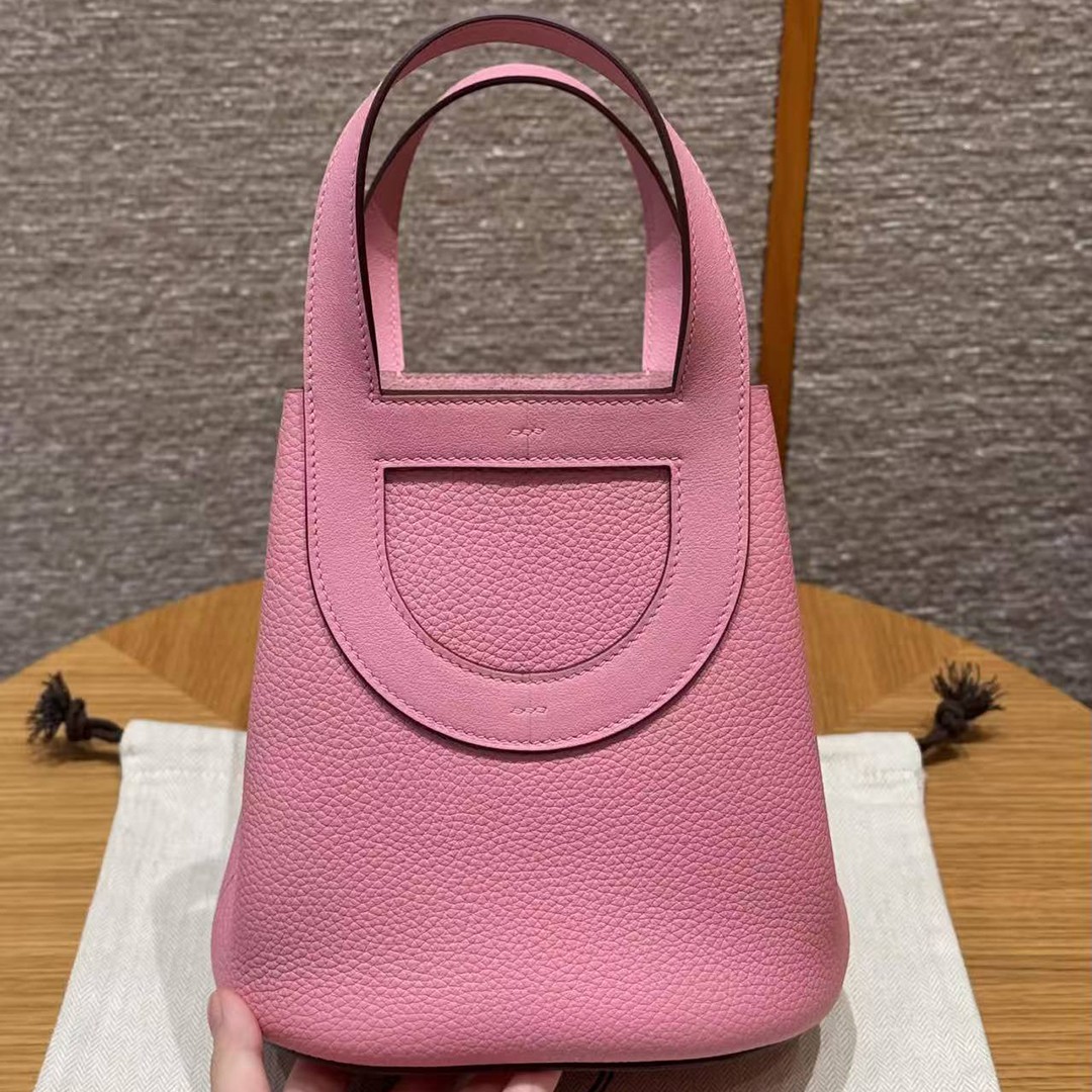 Hermes In the Loop 18 Bag Handmade In Taurillon Clemence Leather Silver Hardware 5P Pink