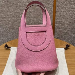 Hermes In the Loop 18 Bag Handmade In Taurillon Clemence Leather Silver Hardware 5P Pink - Image 2