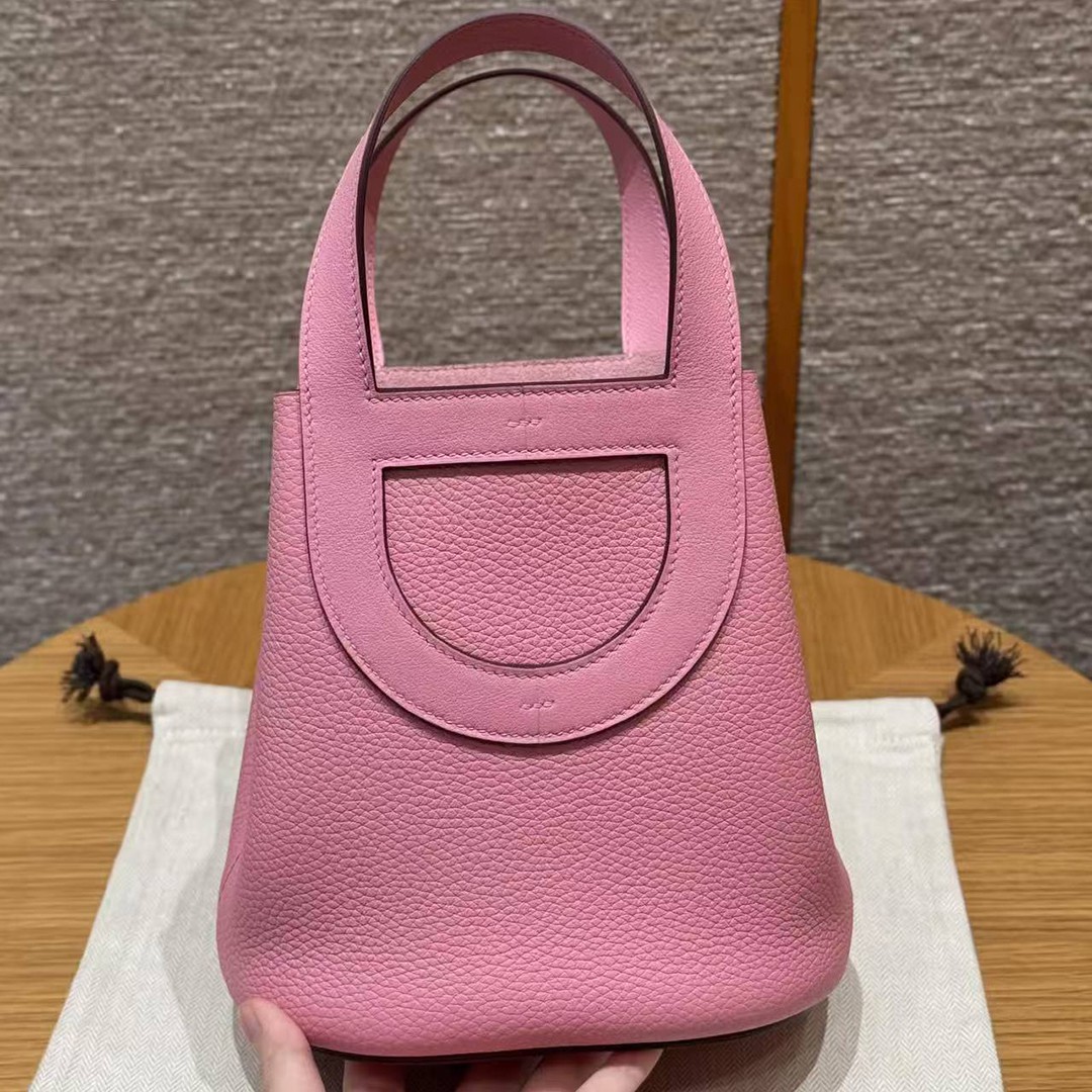 Hermes In the Loop 18 Bag Handmade In Taurillon Clemence Leather Silver Hardware 5P Pink - Image 2
