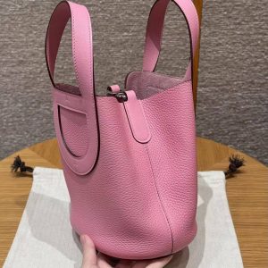 Hermes In the Loop 18 Bag Handmade In Taurillon Clemence Leather Silver Hardware 5P Pink - Image 16