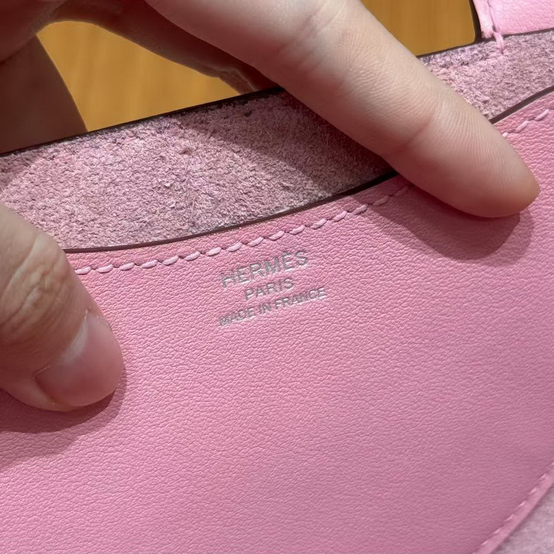 Hermes In the Loop 18 Bag Handmade In Taurillon Clemence Leather Silver Hardware 5P Pink - Image 12