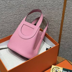 Hermes In the Loop 18 Bag Handmade In Taurillon Clemence Leather Silver Hardware 5P Pink - Image 9
