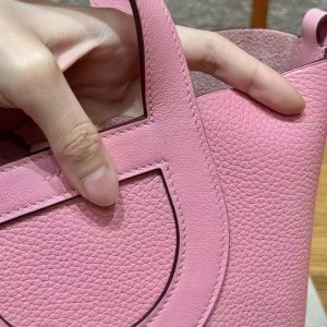 Hermes In the Loop 18 Bag Handmade In Taurillon Clemence Leather Silver Hardware 5P Pink - Image 6