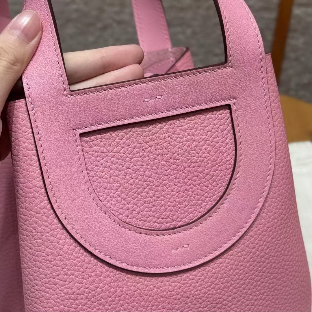 Hermes In the Loop 18 Bag Handmade In Taurillon Clemence Leather Silver Hardware 5P Pink - Image 3