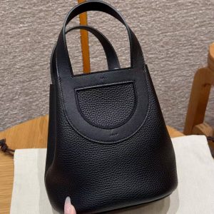 Hermes In the Loop 18 Bag Handmade In Taurillon Clemence Leather Silver Hardware 89 Noir - Image 2