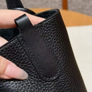 Hermes In the Loop 18 Bag Handmade In Taurillon Clemence Leather Silver Hardware 89 Noir - Image 9