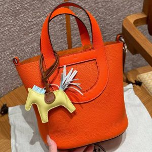 Hermes In the Loop 18 Bag Handmade In Taurillon Clemence Leather Silver Hardware 9J Feu - Image 13