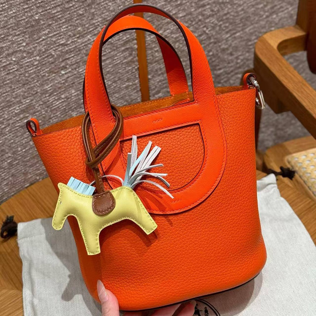 Hermes In the Loop 18 Bag Handmade In Taurillon Clemence Leather Silver Hardware 9J Feu - Image 13