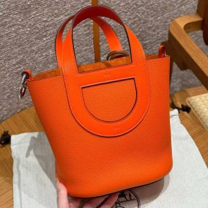 Hermes In the Loop 18 Bag Handmade In Taurillon Clemence Leather Silver Hardware 9J Feu - Image 12