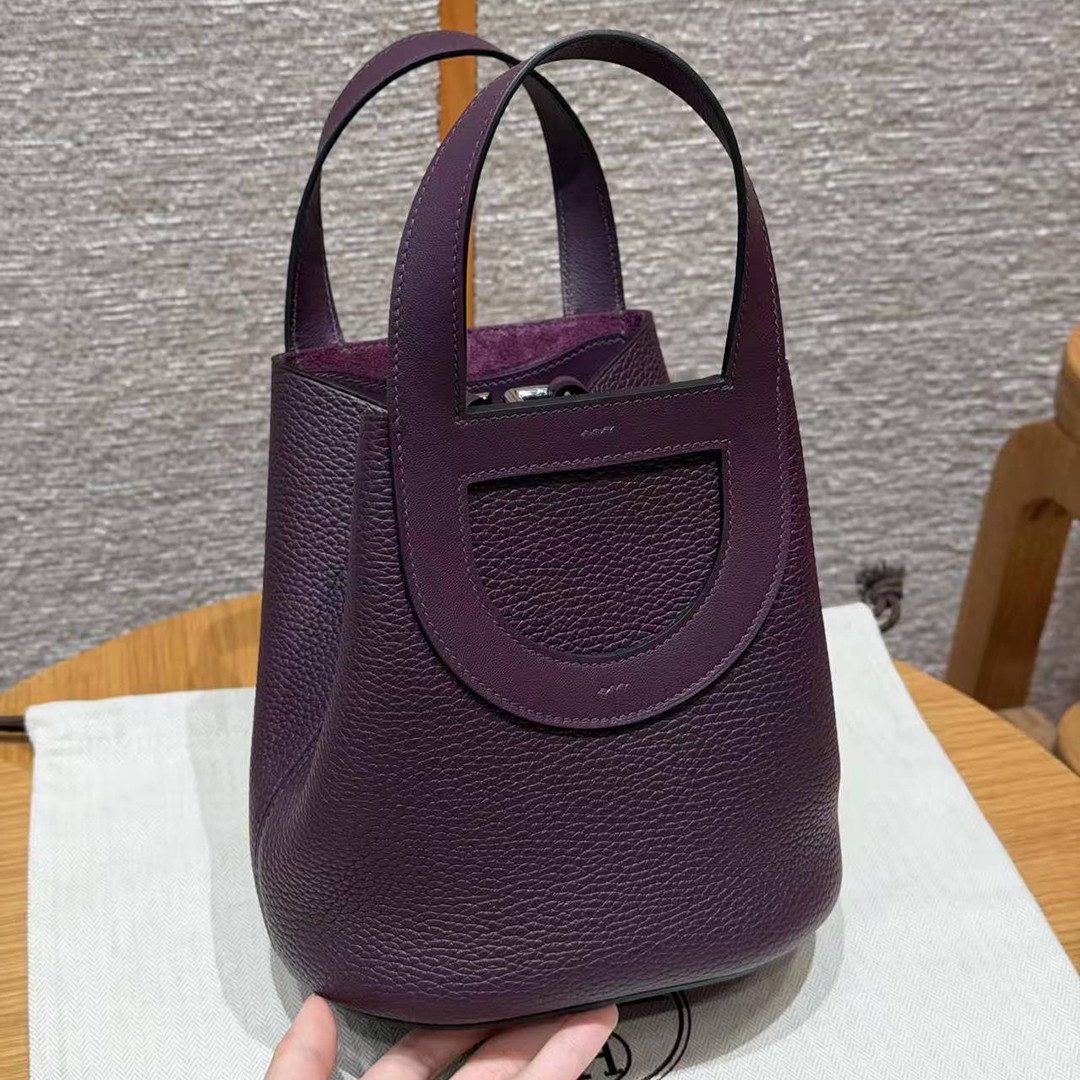 Hermes In the Loop 18 Bag Handmade In Taurillon Clemence Leather Silver Hardware N5 Cassis