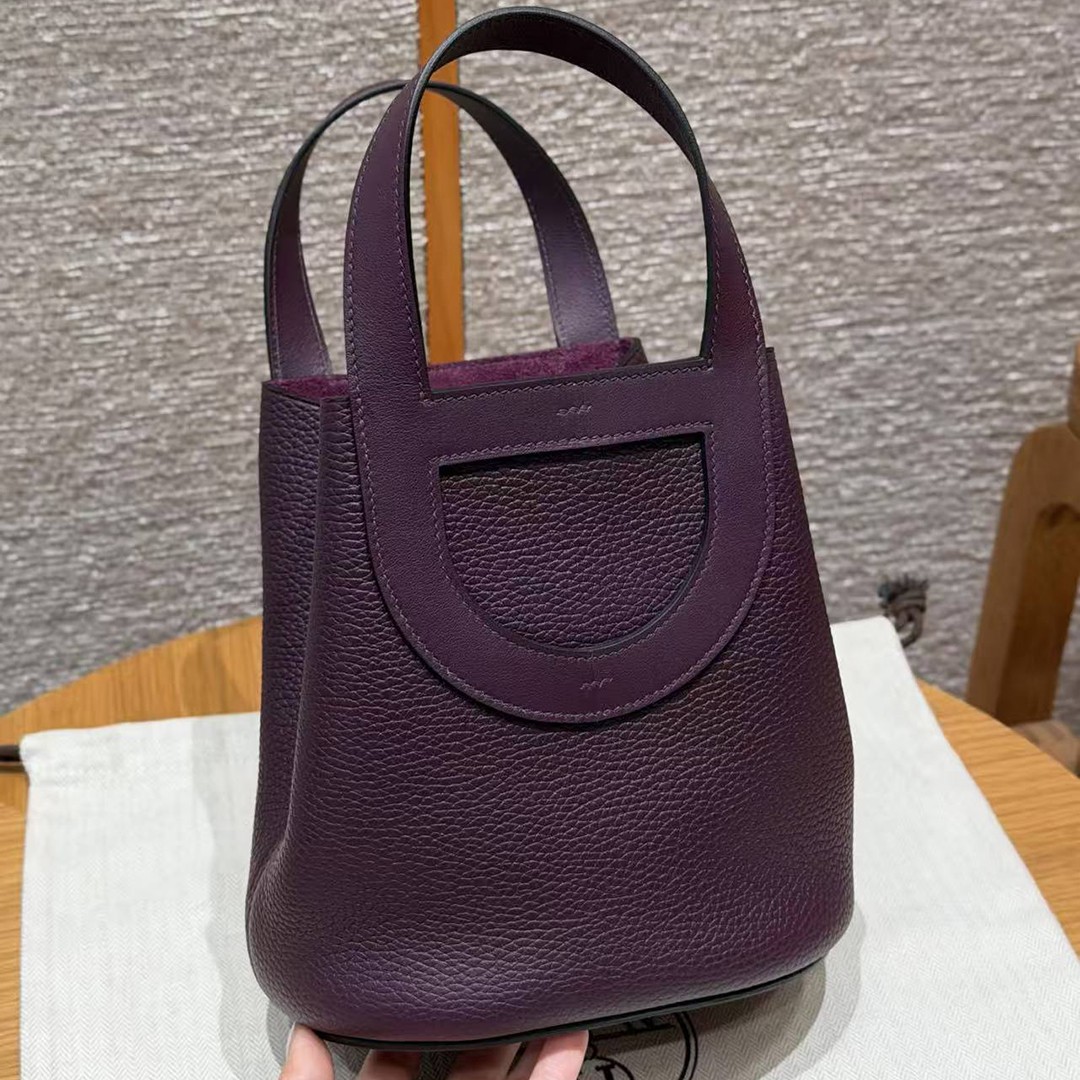 Hermes In the Loop 18 Bag Handmade In Taurillon Clemence Leather Silver Hardware N5 Cassis - Image 2