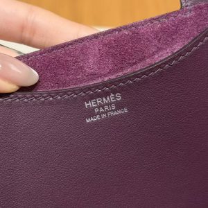 Hermes In the Loop 18 Bag Handmade In Taurillon Clemence Leather Silver Hardware N5 Cassis - Image 13