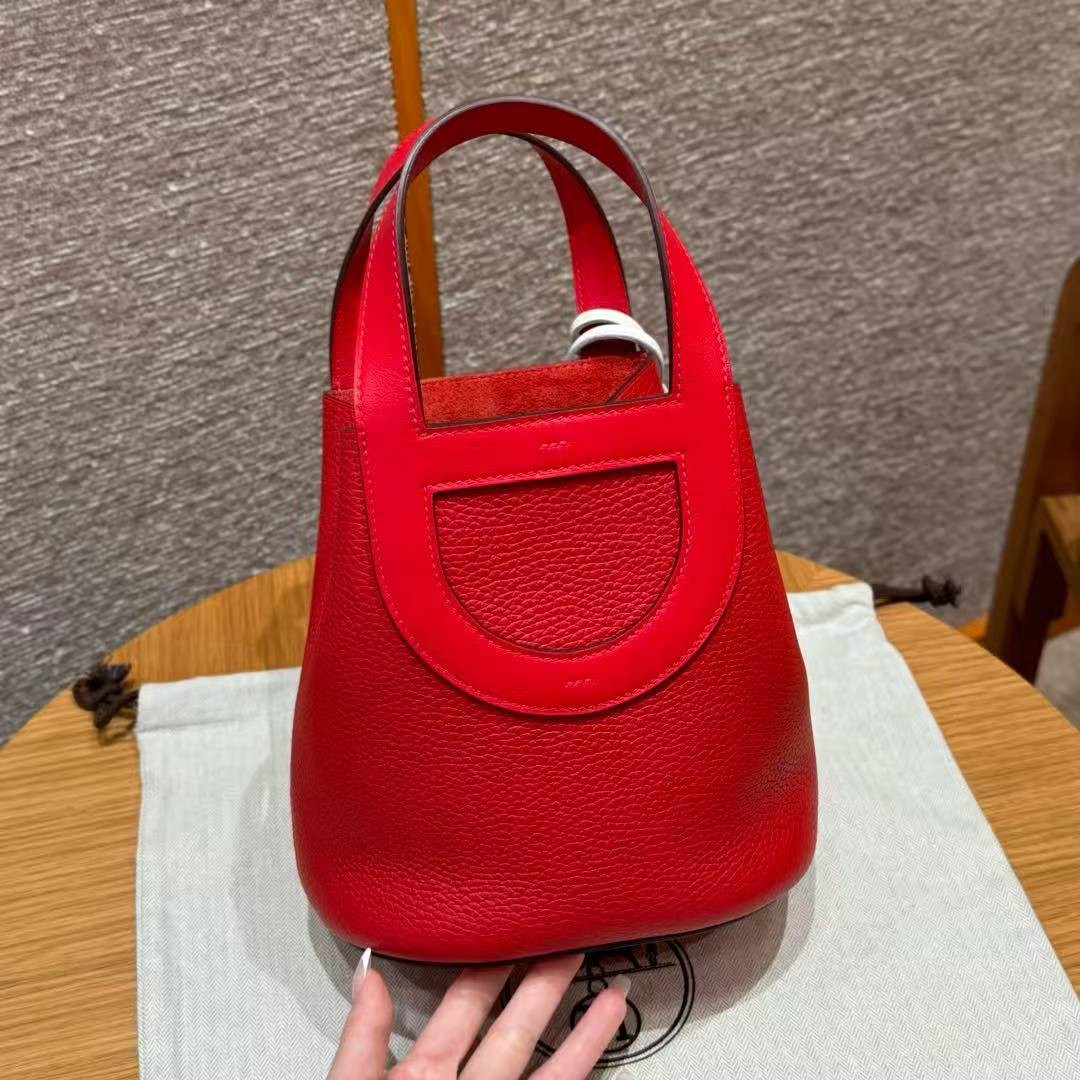 Hermes In the Loop 18 Bag Handmade In Taurillon Clemence Leather Silver Hardware Q5 Rouge Casque - Image 2