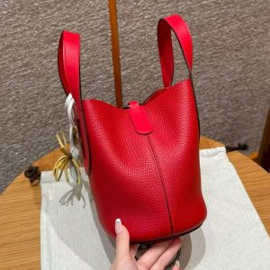 Hermes In the Loop 18 Bag Handmade In Taurillon Clemence Leather Silver Hardware Q5 Rouge Casque - Image 17