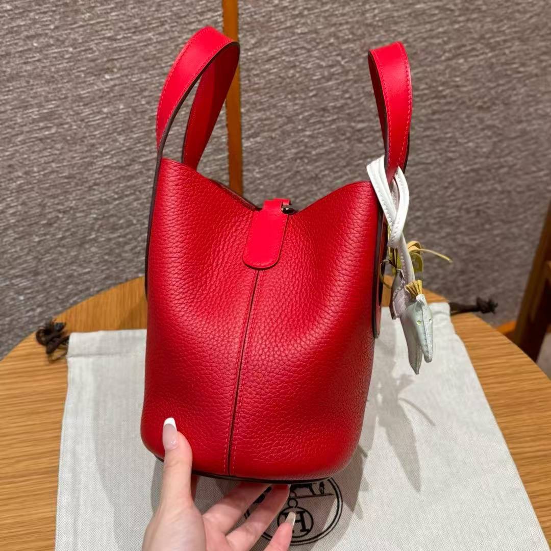 Hermes In the Loop 18 Bag Handmade In Taurillon Clemence Leather Silver Hardware Q5 Rouge Casque - Image 16
