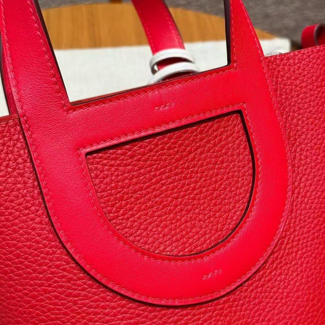 Hermes In the Loop 18 Bag Handmade In Taurillon Clemence Leather Silver Hardware Q5 Rouge Casque - Image 12