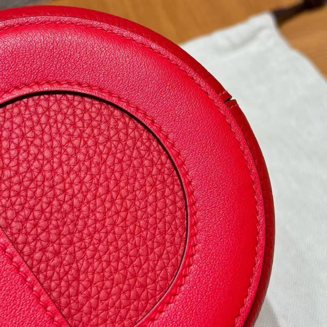 Hermes In the Loop 18 Bag Handmade In Taurillon Clemence Leather Silver Hardware Q5 Rouge Casque - Image 11