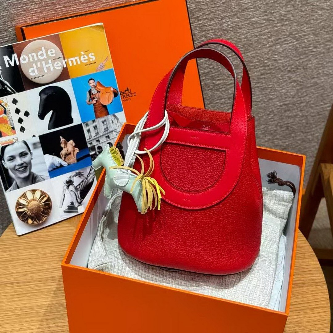 Hermes In the Loop 18 Bag Handmade In Taurillon Clemence Leather Silver Hardware Q5 Rouge Casque - Image 10