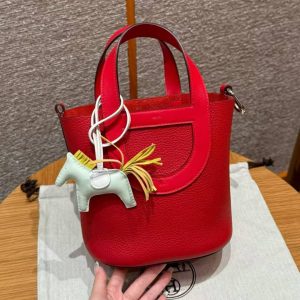 Hermes In the Loop 18 Bag Handmade In Taurillon Clemence Leather Silver Hardware Q5 Rouge Casque - Image 9