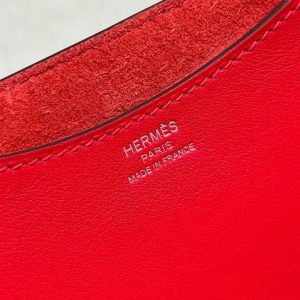 Hermes In the Loop 18 Bag Handmade In Taurillon Clemence Leather Silver Hardware Q5 Rouge Casque - Image 4