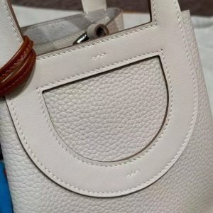 Hermes In the Loop 18 Bag Handmade In Taurillon Clemence Leather Silver Hardware ck10 Craie - Image 4