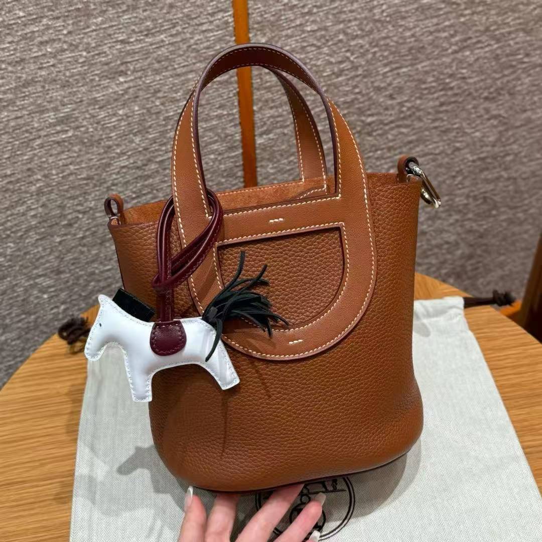 Hermes In the Loop 18 Bag Handmade In Taurillon Clemence Leather Silver Hardware ck37 Gold - Image 9