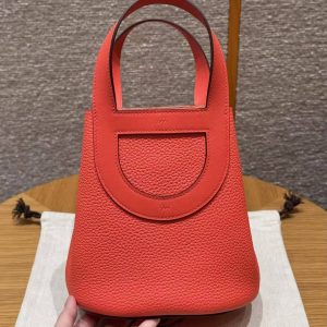Hermes In the Loop 18 Bag Handmade In Taurillon Clemence Leather Sliver Hardware 0E Rose Texas - Image 2