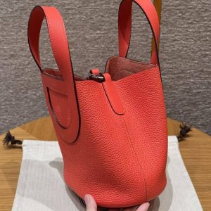 Hermes In the Loop 18 Bag Handmade In Taurillon Clemence Leather Sliver Hardware 0E Rose Texas - Image 17