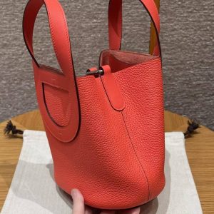 Hermes In the Loop 18 Bag Handmade In Taurillon Clemence Leather Sliver Hardware 0E Rose Texas - Image 16