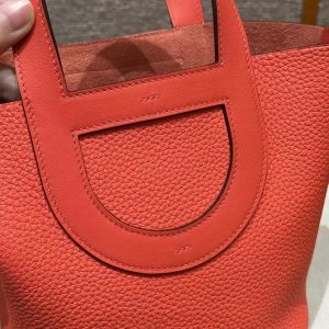 Hermes In the Loop 18 Bag Handmade In Taurillon Clemence Leather Sliver Hardware 0E Rose Texas - Image 4