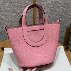 Hermes In the Loop 18 Bag Handmade In Taurillon Clemence Leather Sliver Hardware 1Q Rose Confetti - Image 2