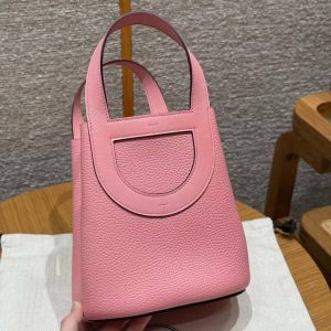 Hermes In the Loop 18 Bag Handmade In Taurillon Clemence Leather Sliver Hardware 1Q Rose Confetti - Image 17